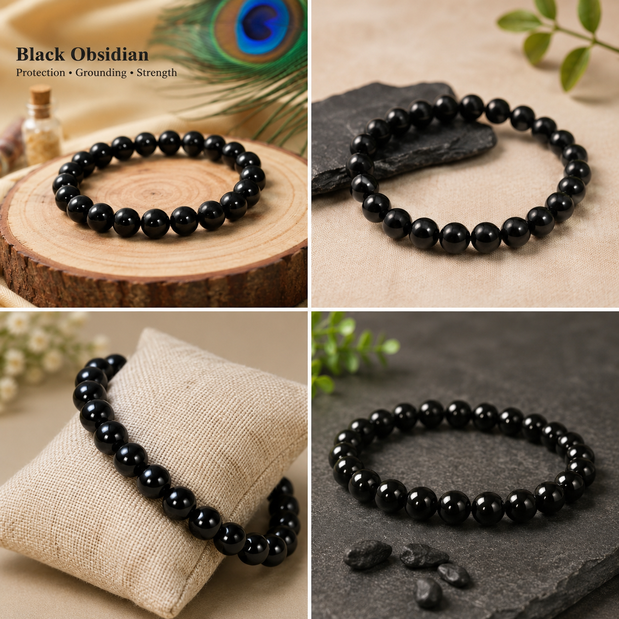 Black Obsidian Protection Bracelet - Image 2